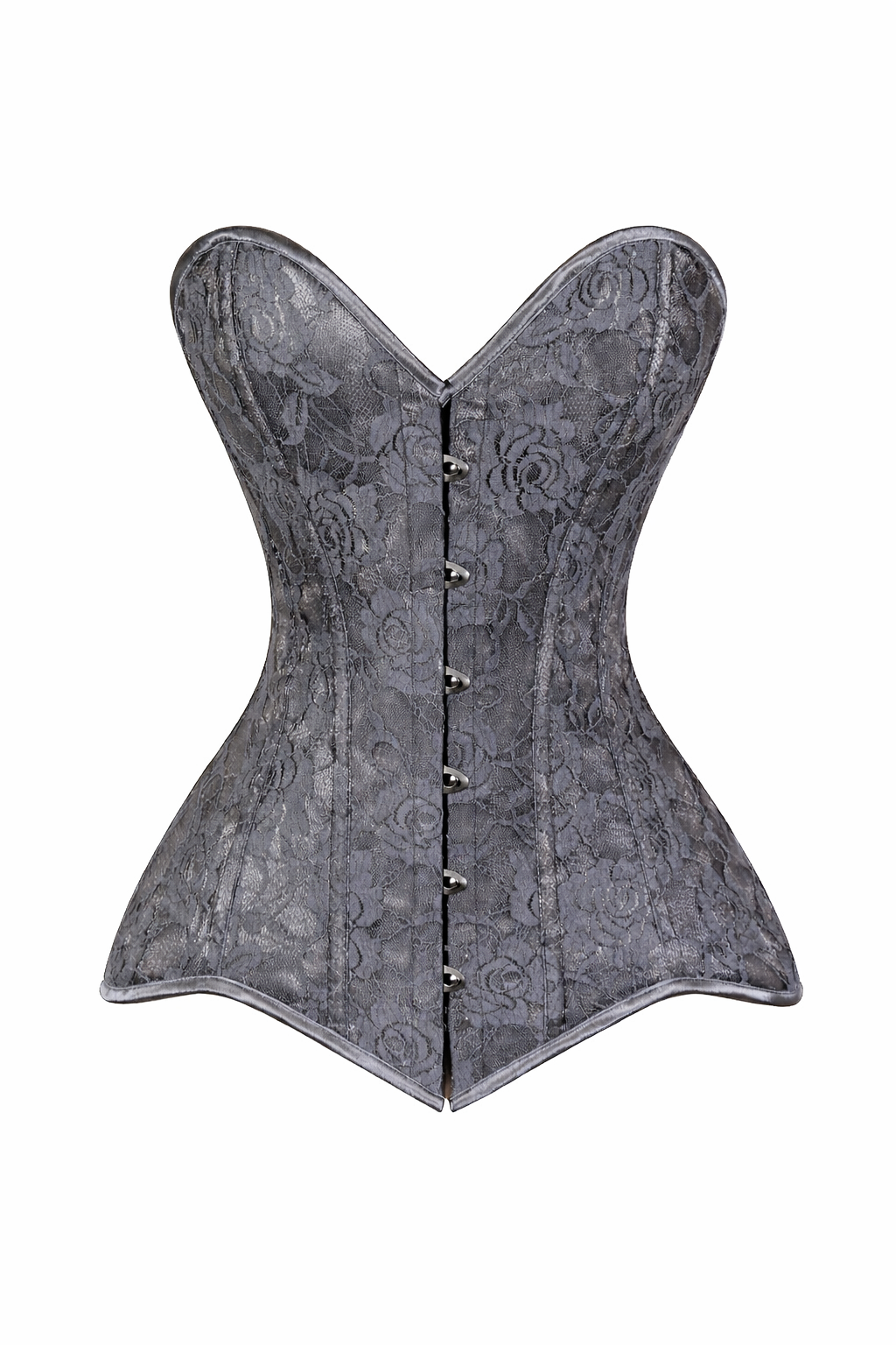 Lavish Dark Grey Lace Overbust Corset – Sweetheart Neckline - Chiquevive