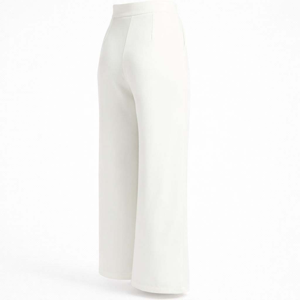 Tailored Ivory Blazer & Wide-Leg Trouser Set - Chiquevive