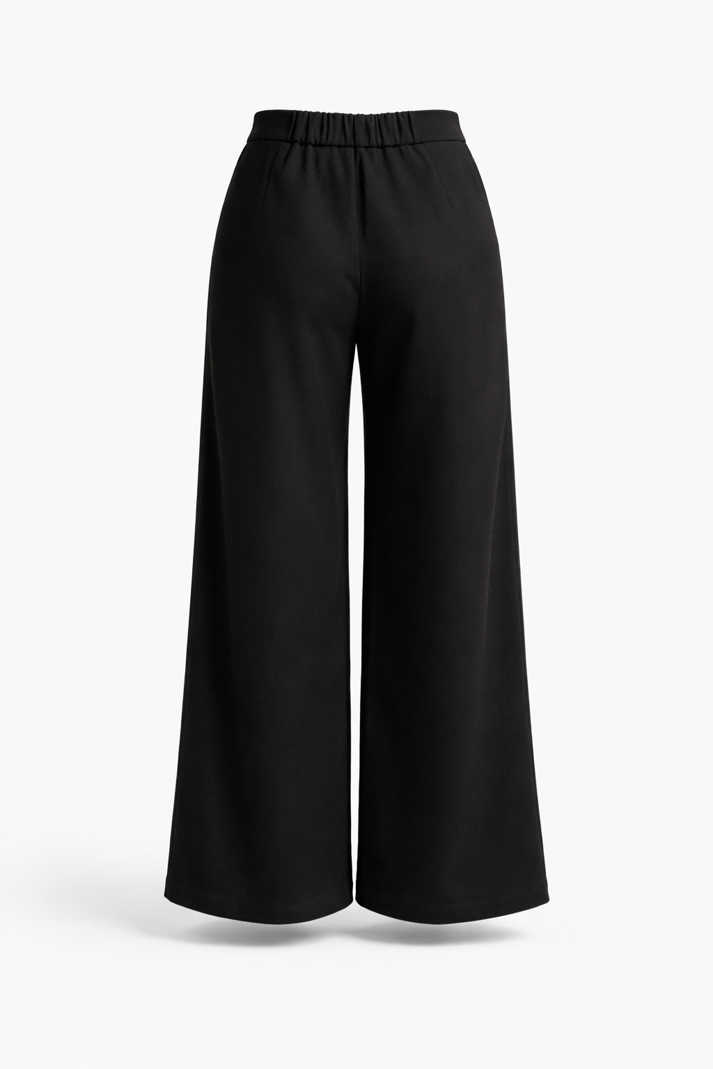 Faux Wool Wide Leg Pants With Gold Buckle Detail - Chiquevive