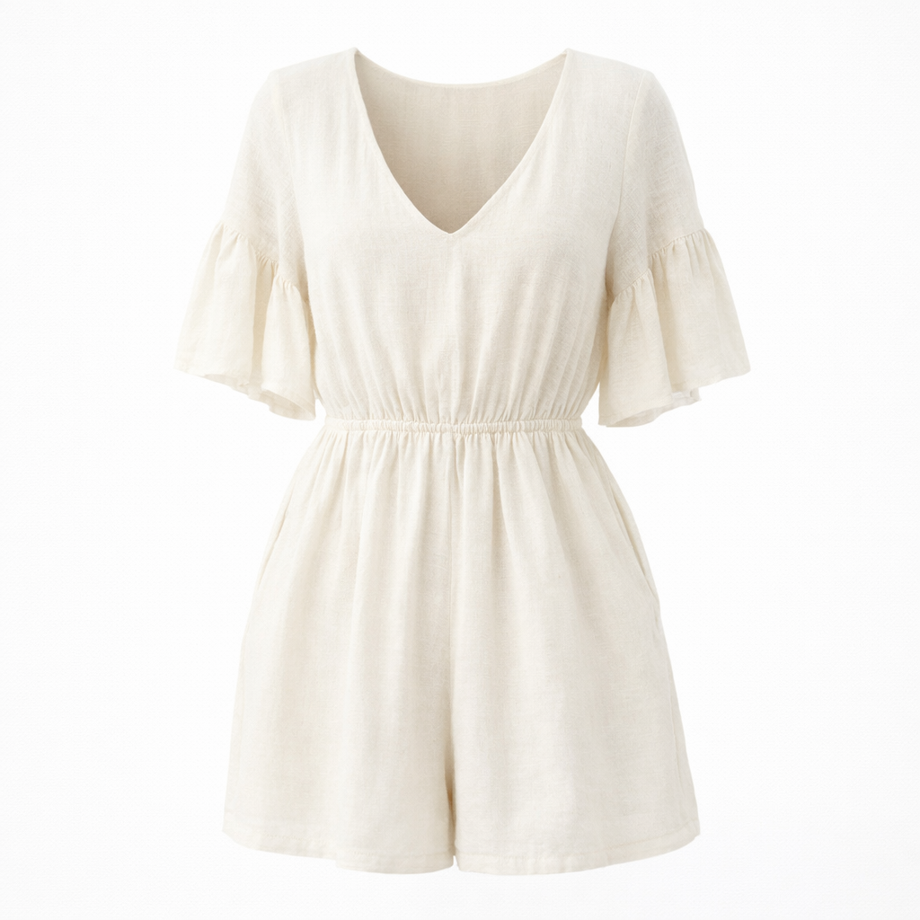 Luna Linen Blend Romper - Chiquevive