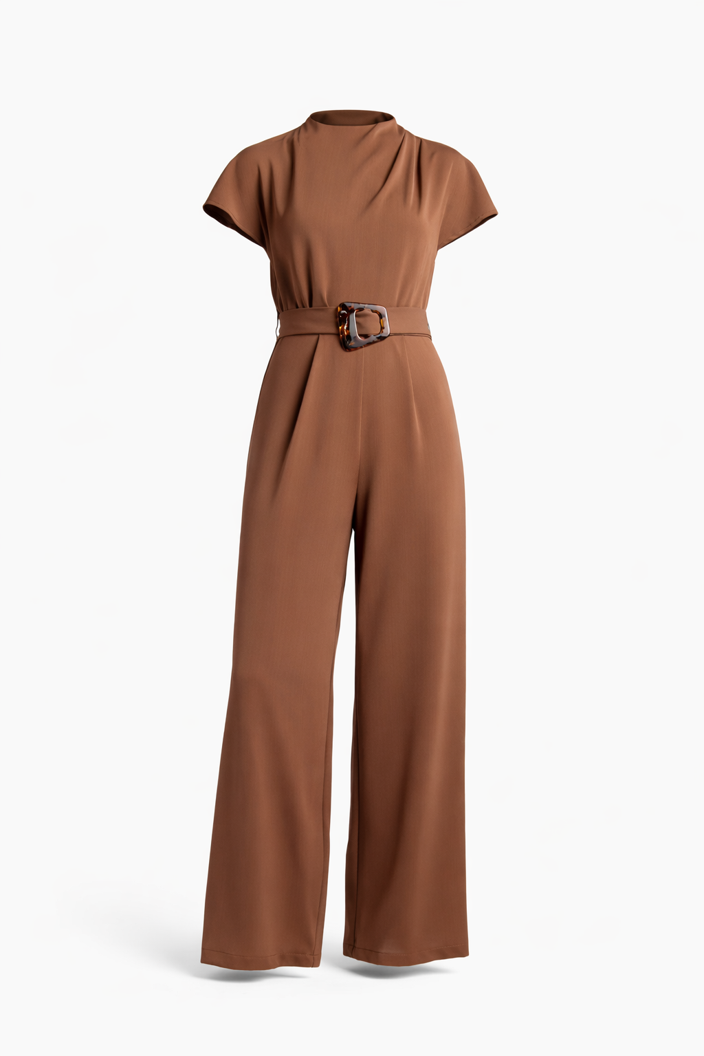 Timeless Pleated Buckle Jumpsuit with Resin buckle - Chiquevive