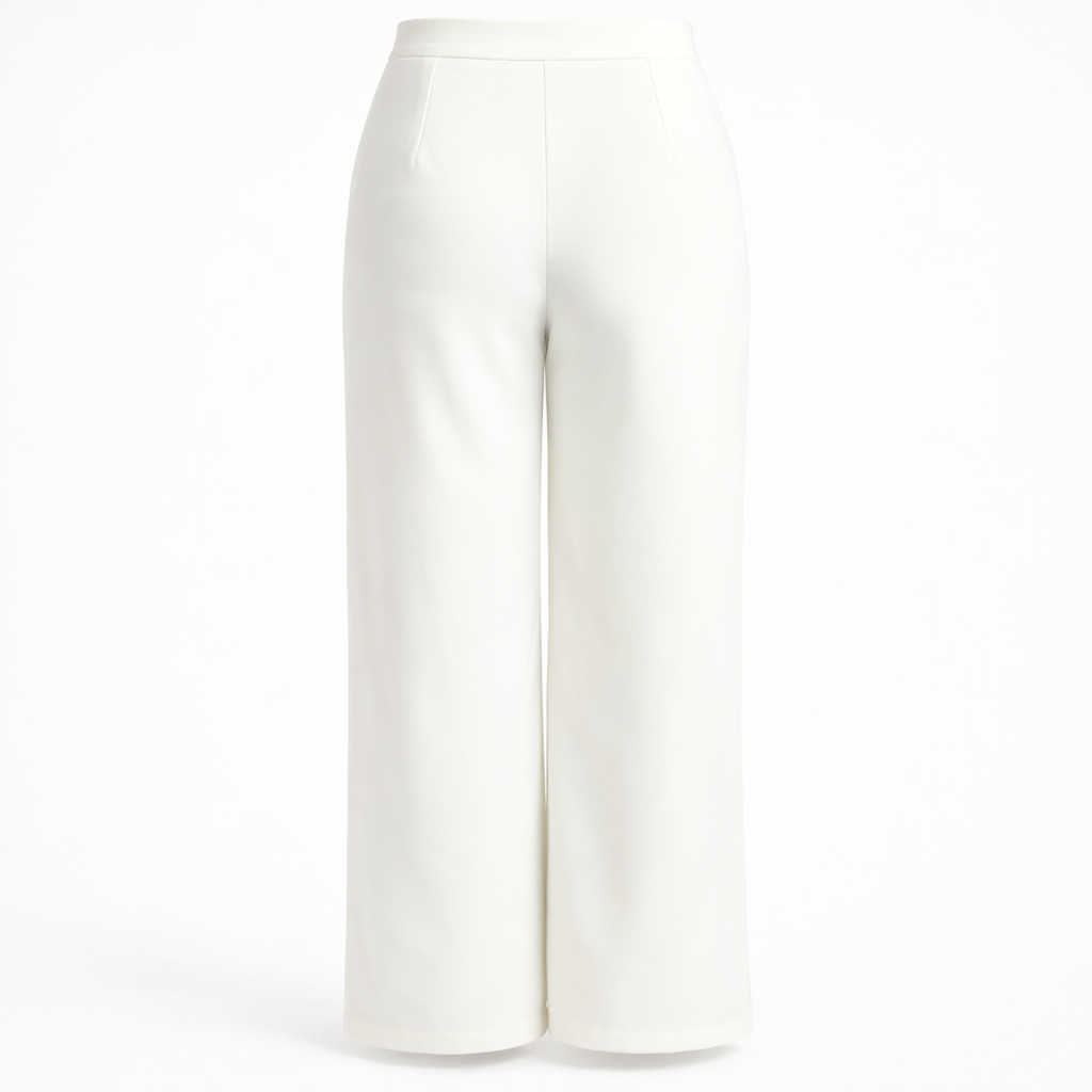 Tailored Ivory Blazer & Wide-Leg Trouser Set - Chiquevive
