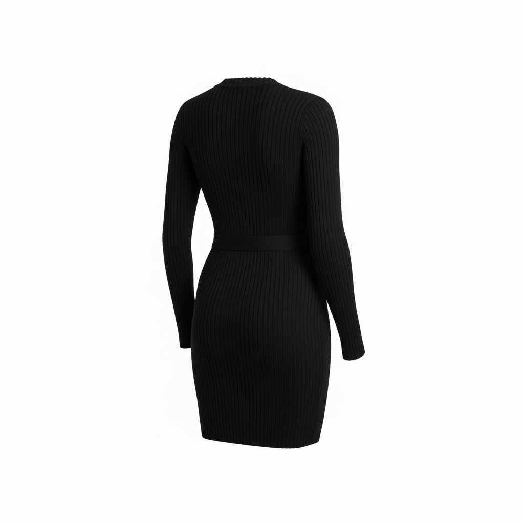 Detachable Low Waist Belt Knit Mini Dress - Chiquevive