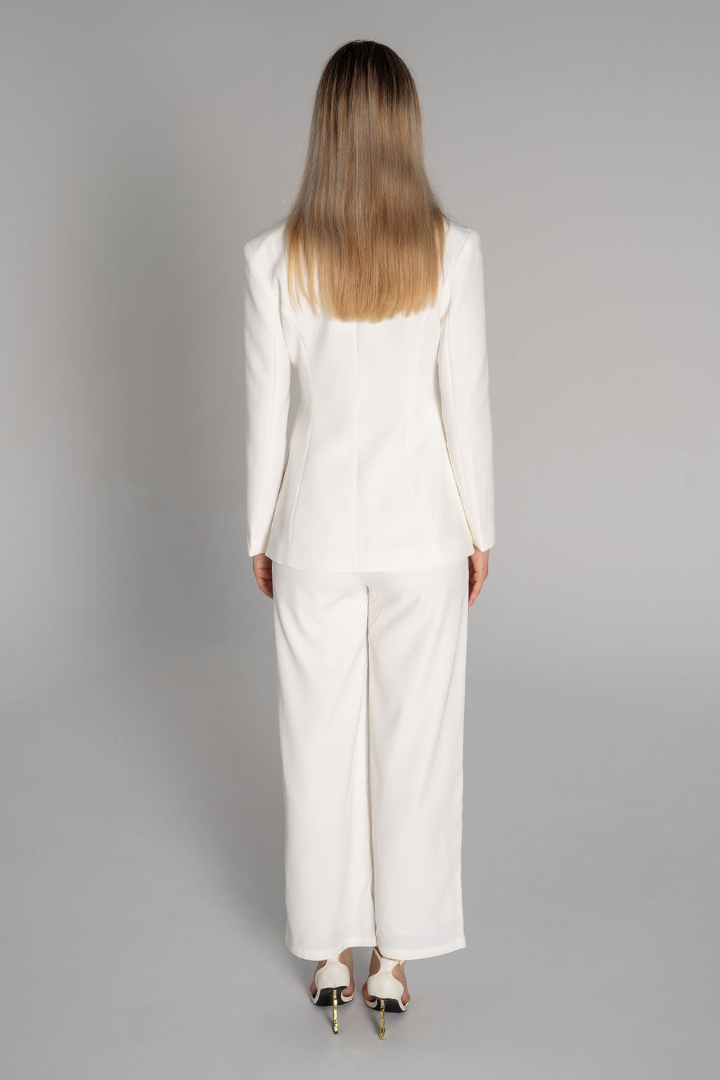 Tailored Ivory Blazer & Wide-Leg Trouser Set