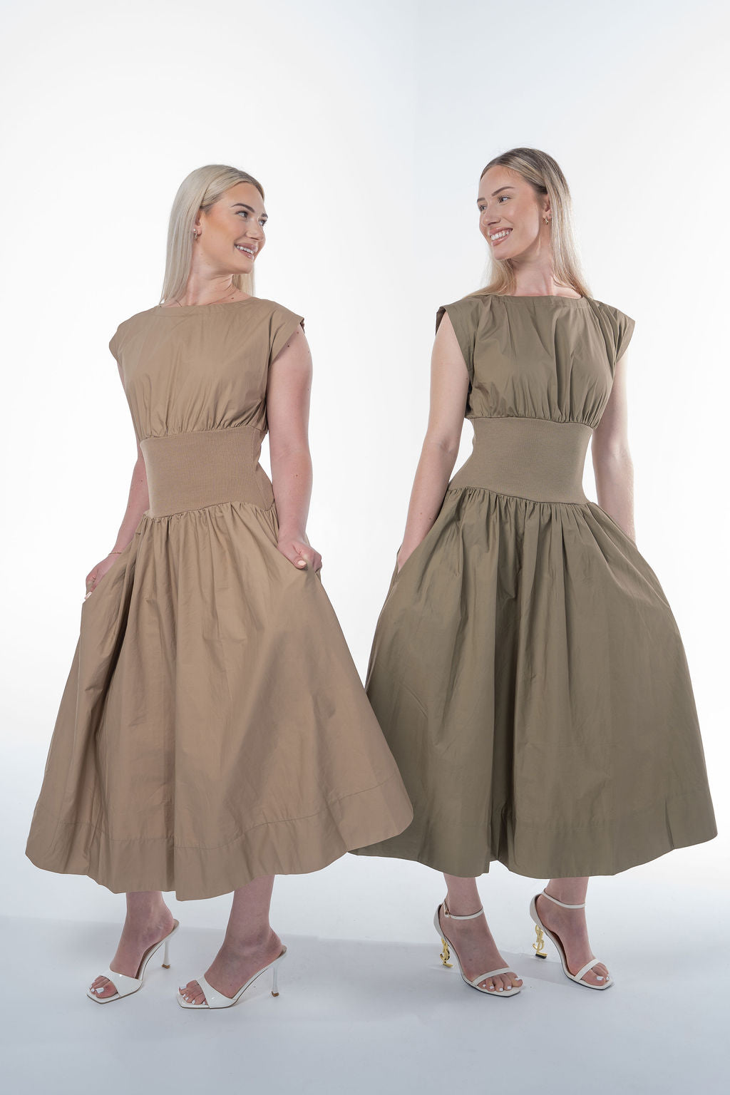 Solid Woven Midi Dress