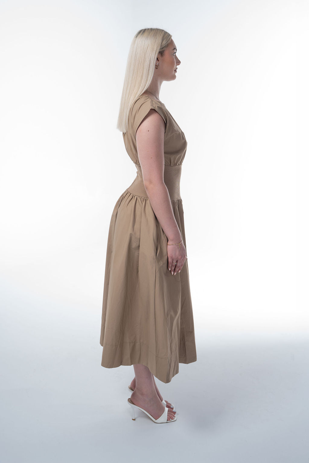 Solid Woven Midi Dress