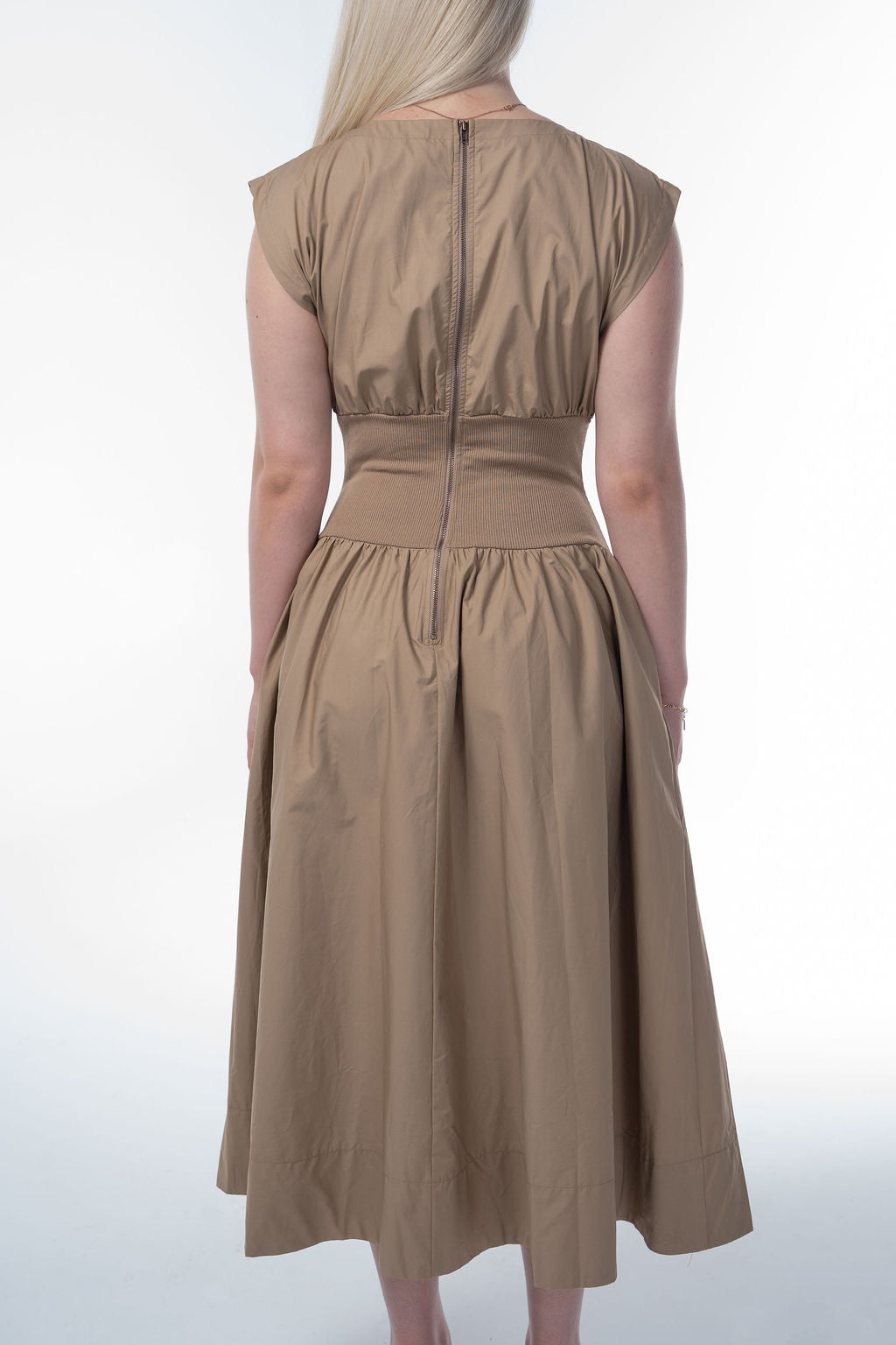 Solid Woven Midi Dress