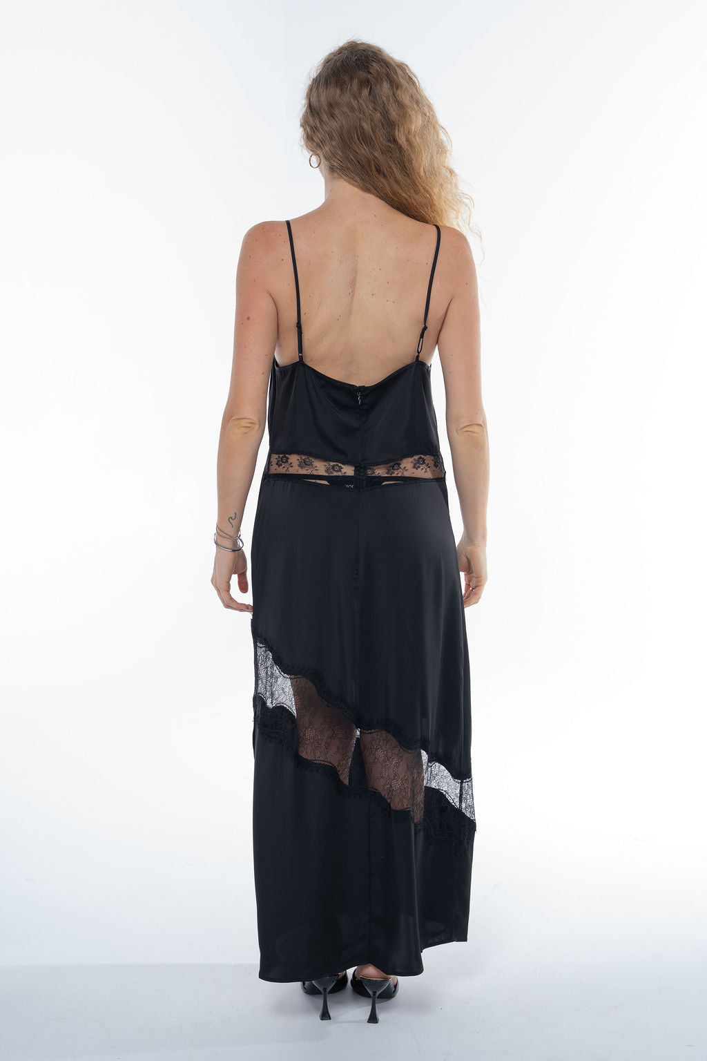Heavenly Bodies Lace Slip Dress – Black