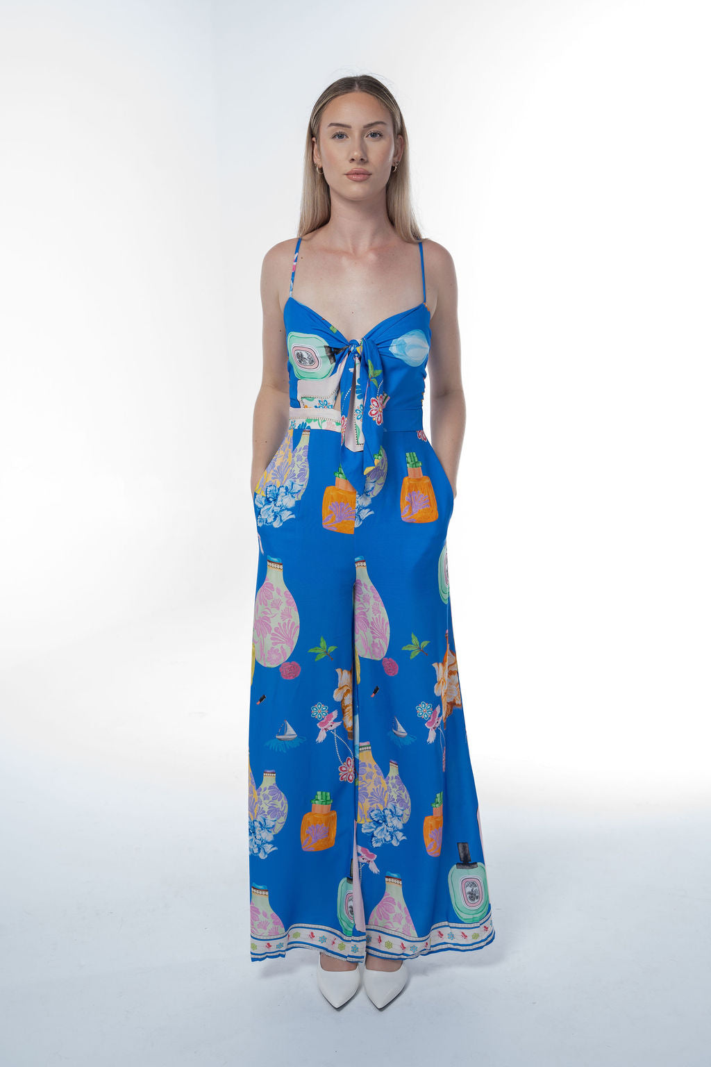 Azure Muse Printed Wide Leg Jumpsuit