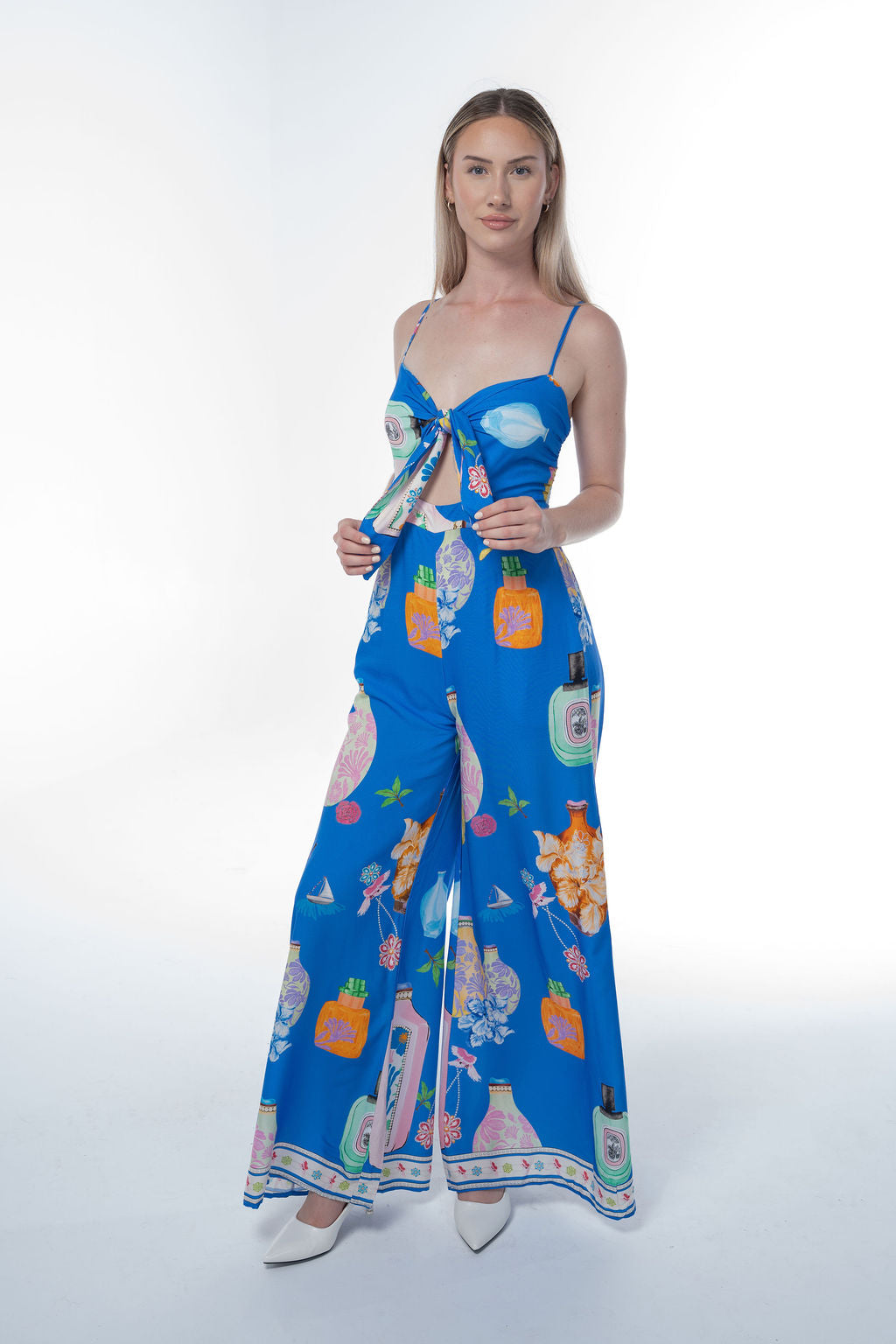 Azure Muse Printed Wide Leg Jumpsuit