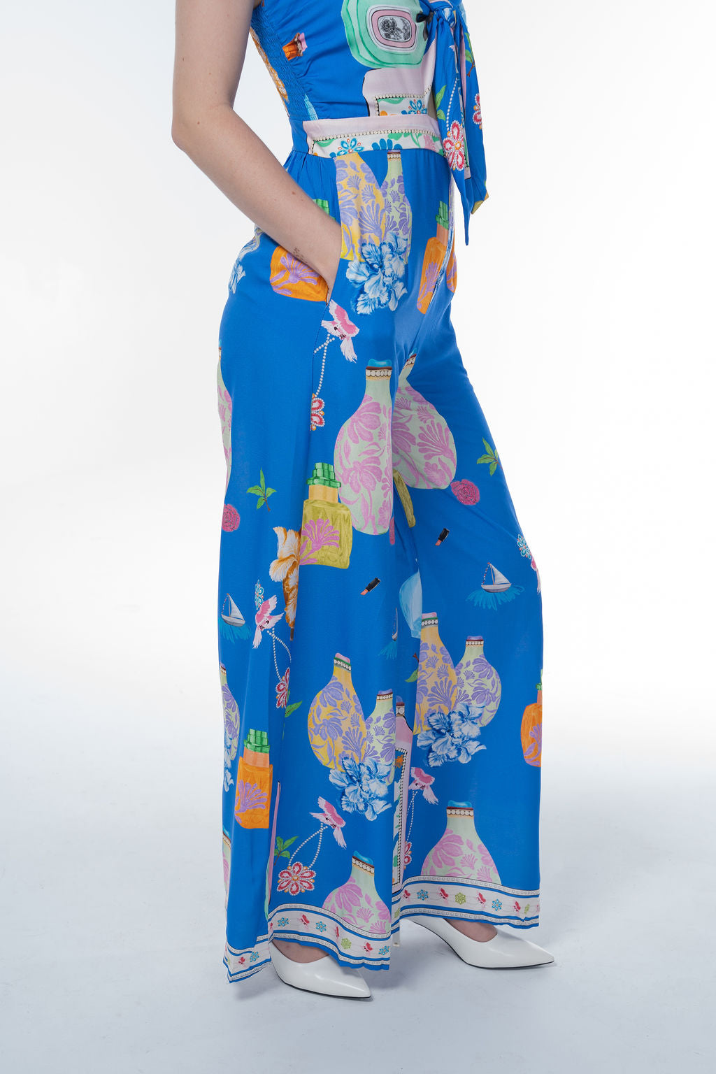 Azure Muse Printed Wide Leg Jumpsuit