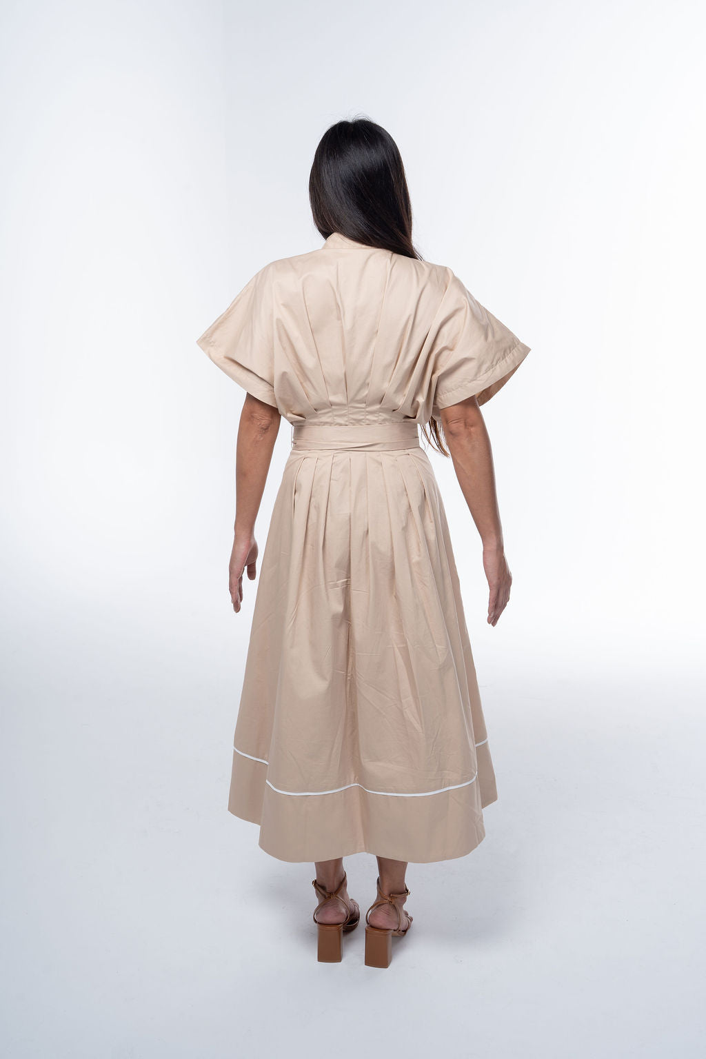 Solid Woven Midi Dress