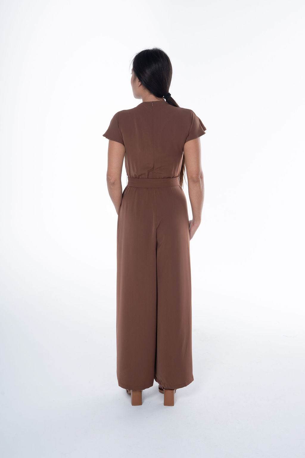 Timeless Pleated Buckle Jumpsuit with Resin buckle