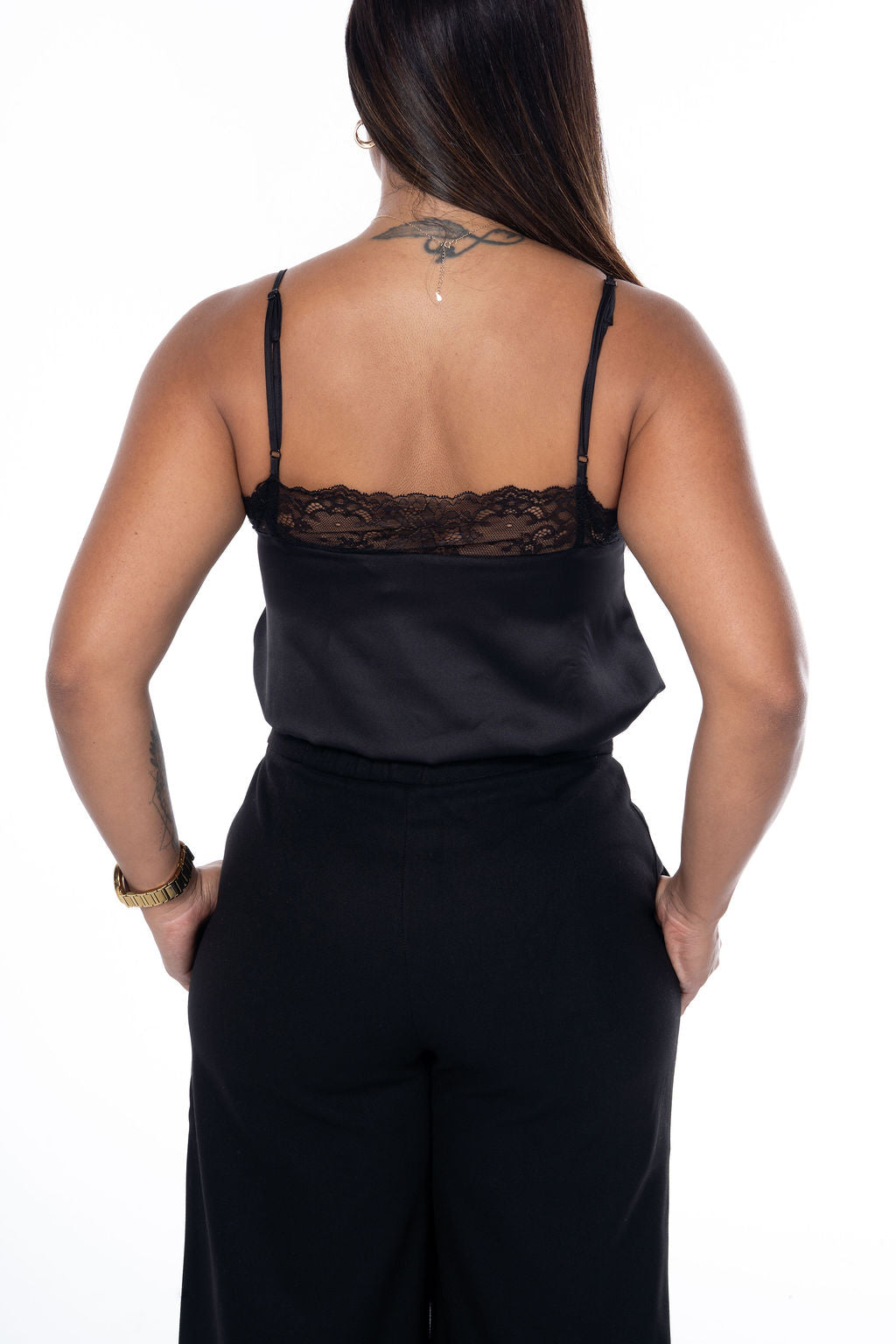Faux Wool Wide Leg Pants With Gold Buckle Detail