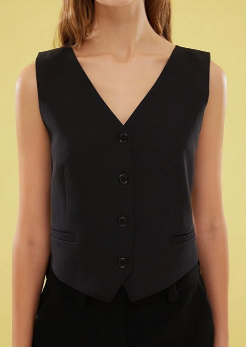 V-Neck Back Cross Woven Vest