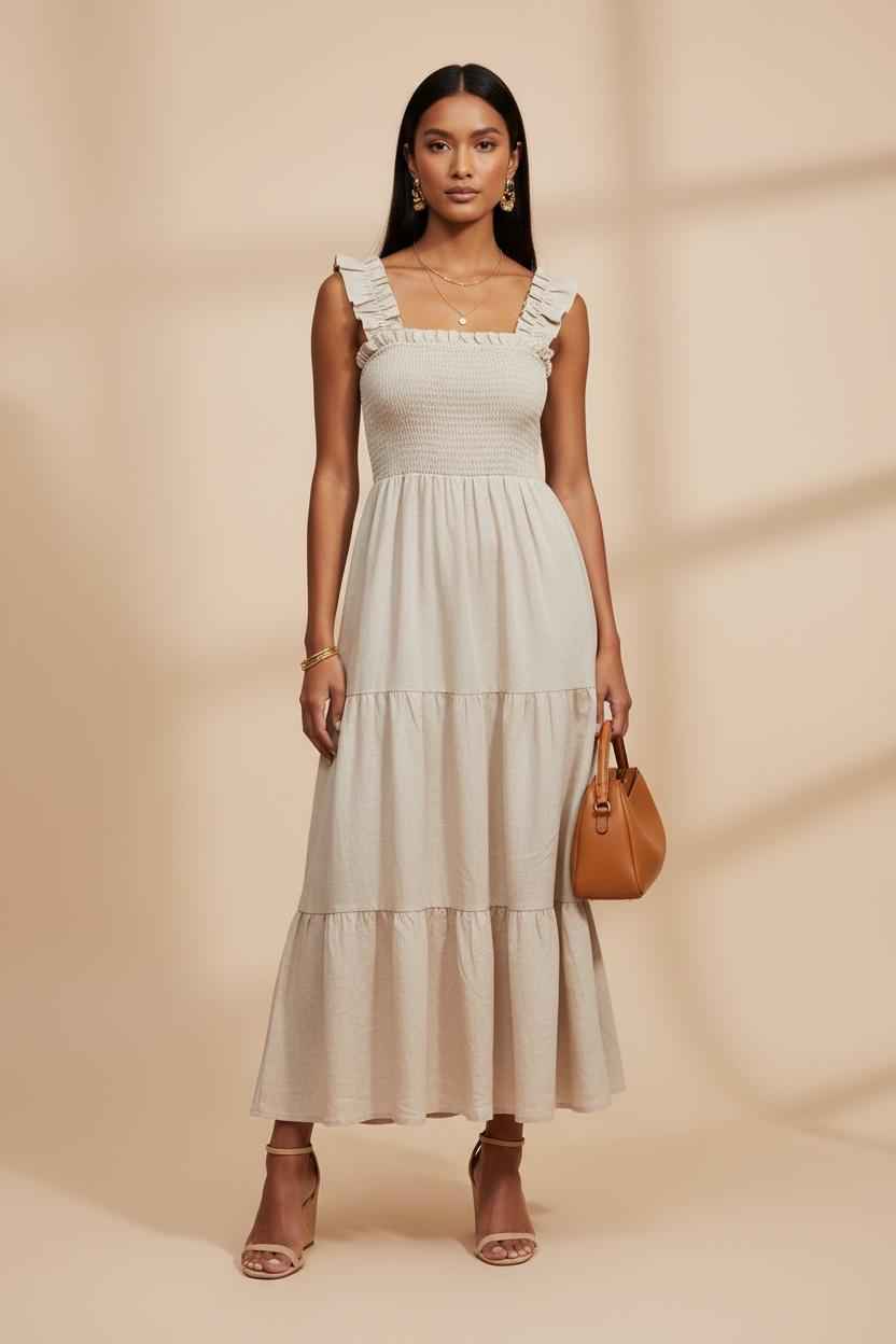 Soft Whisper Smocked Maxi Dres